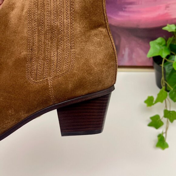 Veronica Beard Alina 50MM Suede Booties in Brown 7.5 - Picture 11 of 16